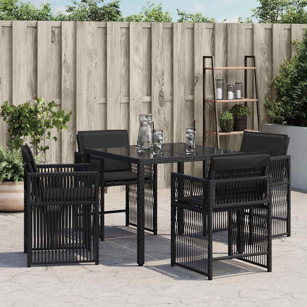 Gartenstühle mit Kissen 4 Stk. Schwarz Poly Rattan