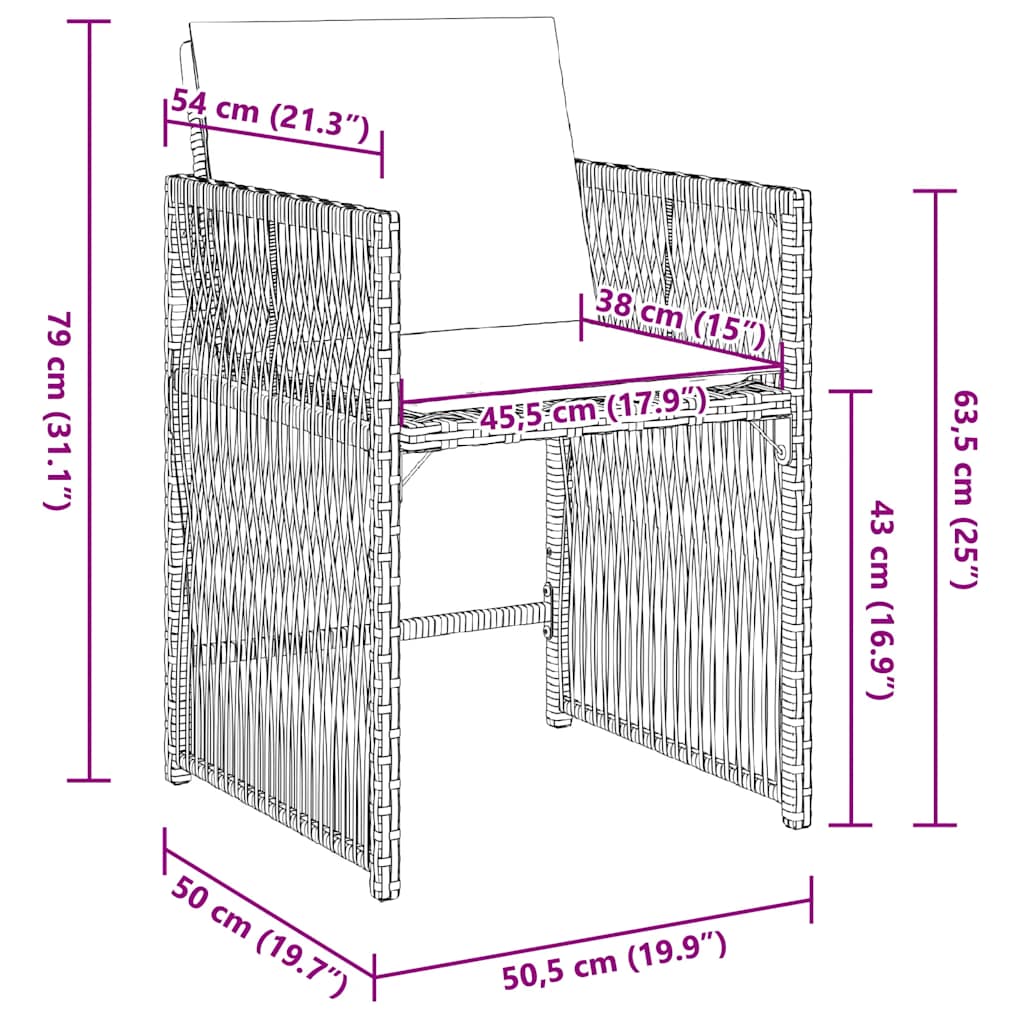 Gartenstühle mit Kissen 4 Stk. Schwarz Poly Rattan