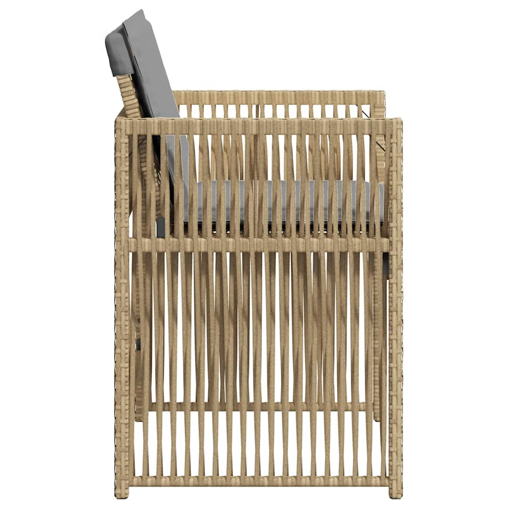 Gartenstühle mit Kissen 4 Stk. Beigemischung Poly Rattan