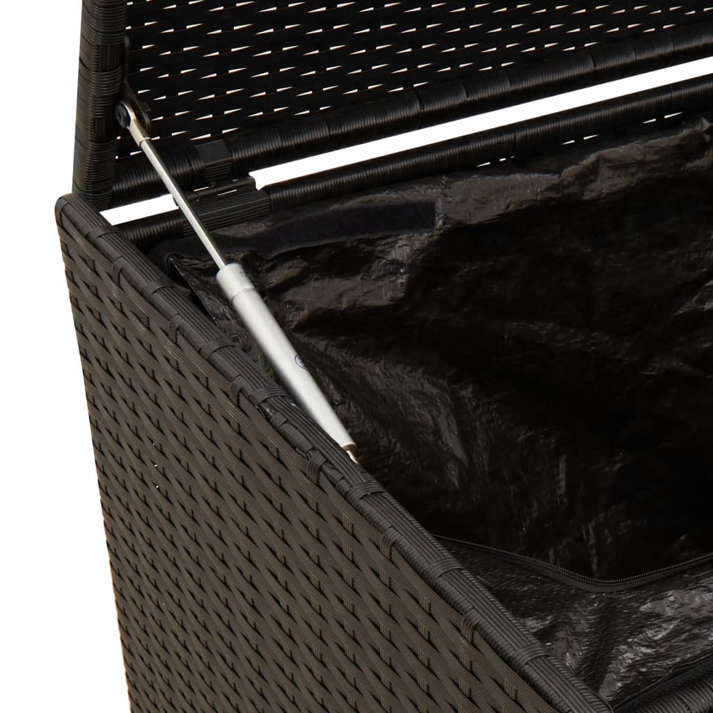 Gartentruhe mit Rollen Schwarz 283L Poly Rattan