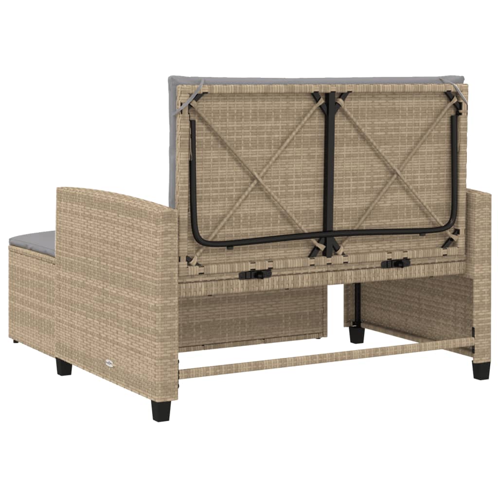 Gartensofa mit Kissen 2-Sitzer Beige Poly Rattan