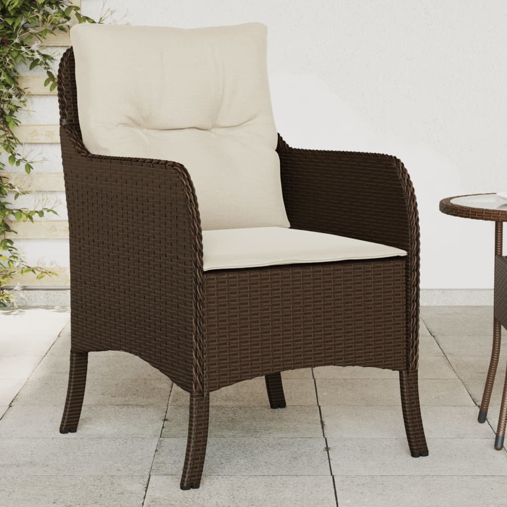 Gartenstühle mit Kissen 2 Stk. Braun Poly Rattan