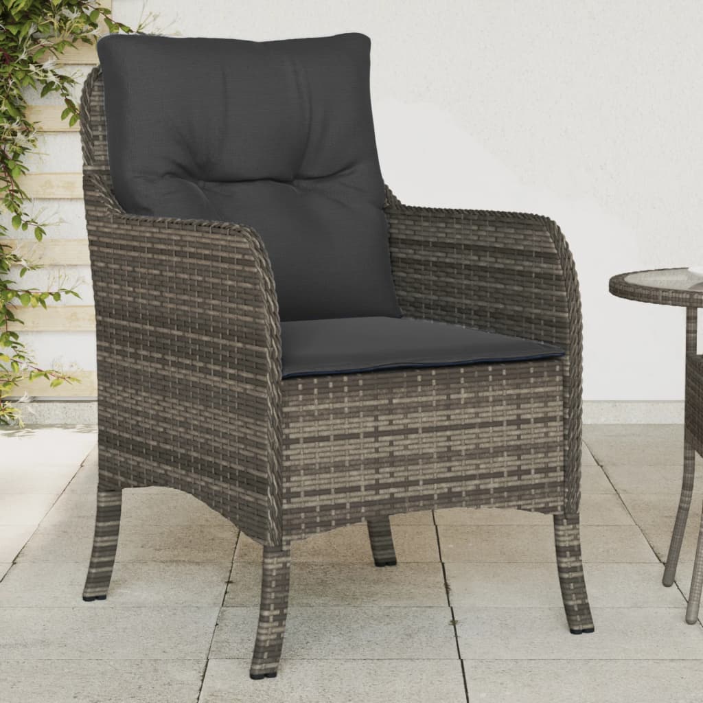 Gartenstühle mit Kissen 2 Stk. Grau Poly Rattan