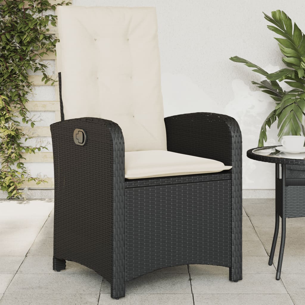 Gartensessel mit Kissen 2 Stk. Verstellbar Schwarz Poly Rattan