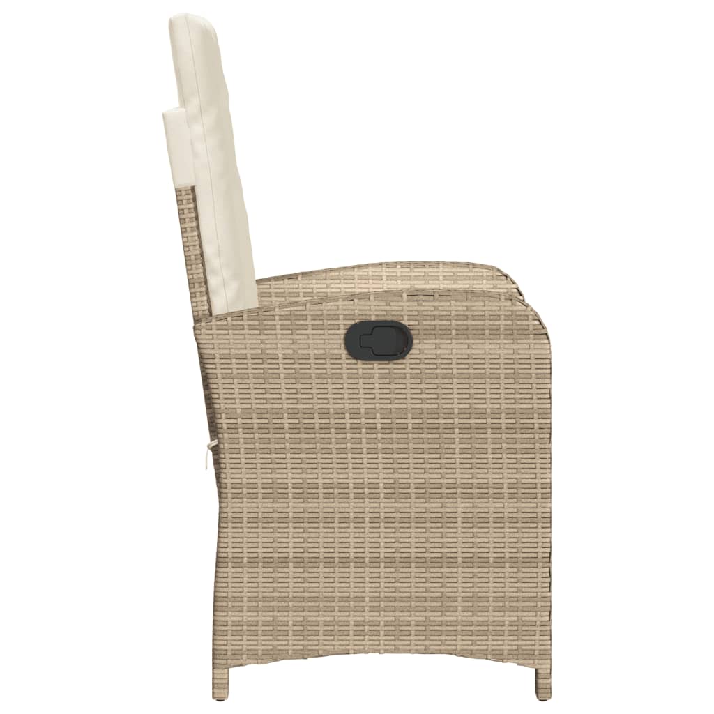 Gartensessel mit Kissen 2 Stk. Verstellbar Beige Poly Rattan