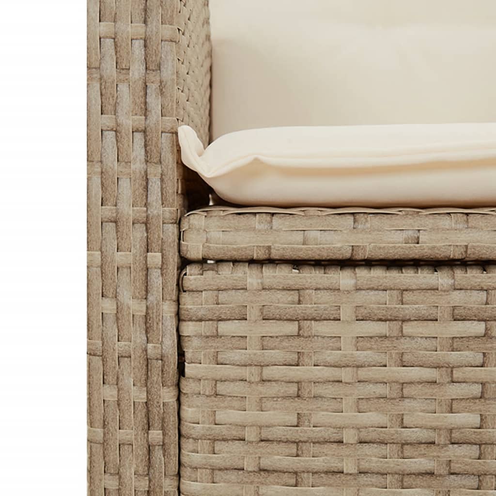 Gartensessel mit Kissen 2 Stk. Verstellbar Beige Poly Rattan