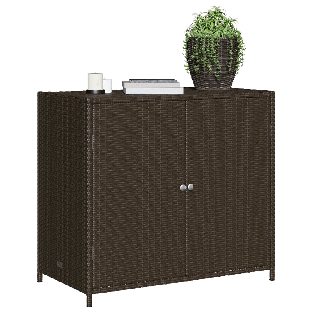 Gartenschrank Braun 83x45x76 cm Poly Rattan