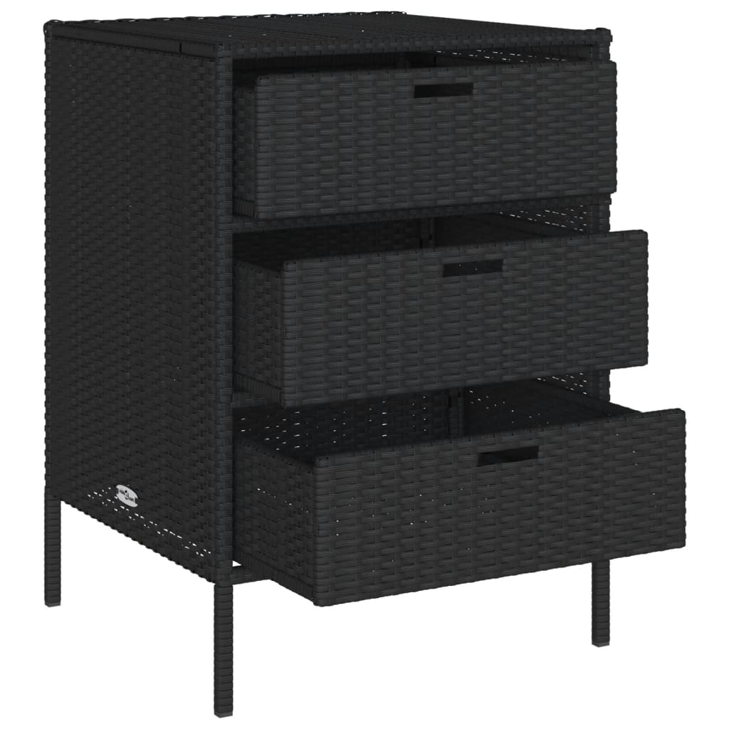 Gartenschrank Schwarz 55x59x80 cm Poly Rattan