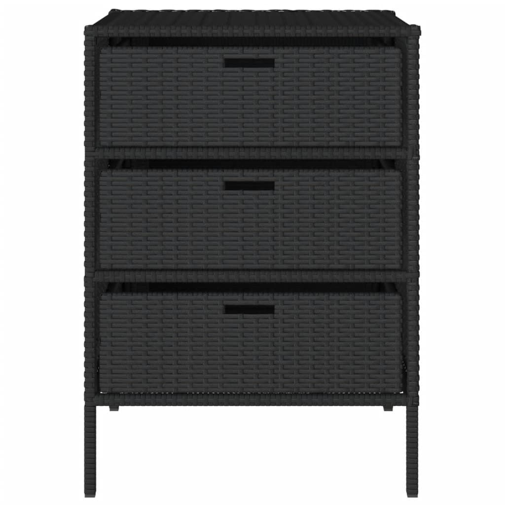 Gartenschrank Schwarz 55x59x80 cm Poly Rattan