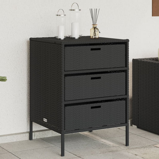 Gartenschrank Schwarz 55x59x80 cm Poly Rattan