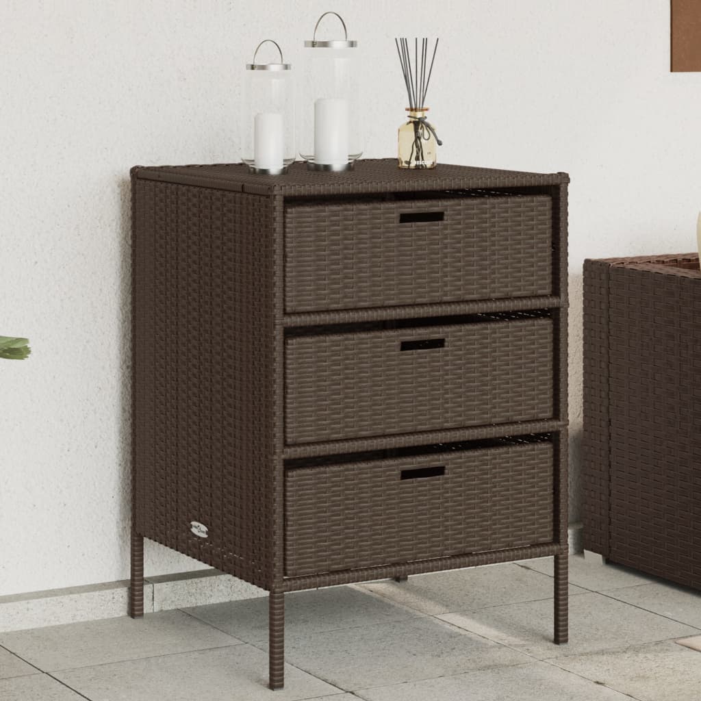 Gartenschrank Braun 55x59x80 cm Poly Rattan