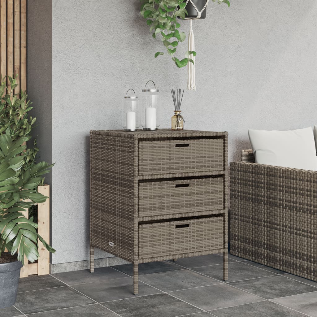 Gartenschrank Grau 55x59x80 cm Poly Rattan