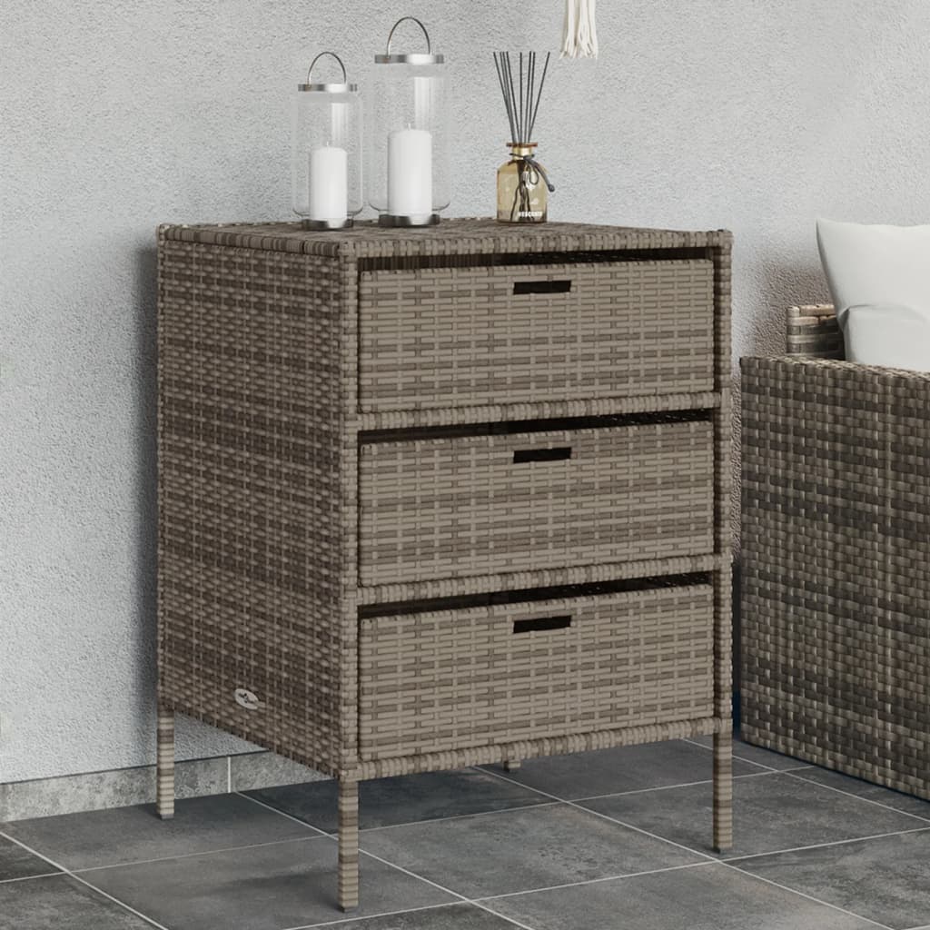 Gartenschrank Grau 55x59x80 cm Poly Rattan