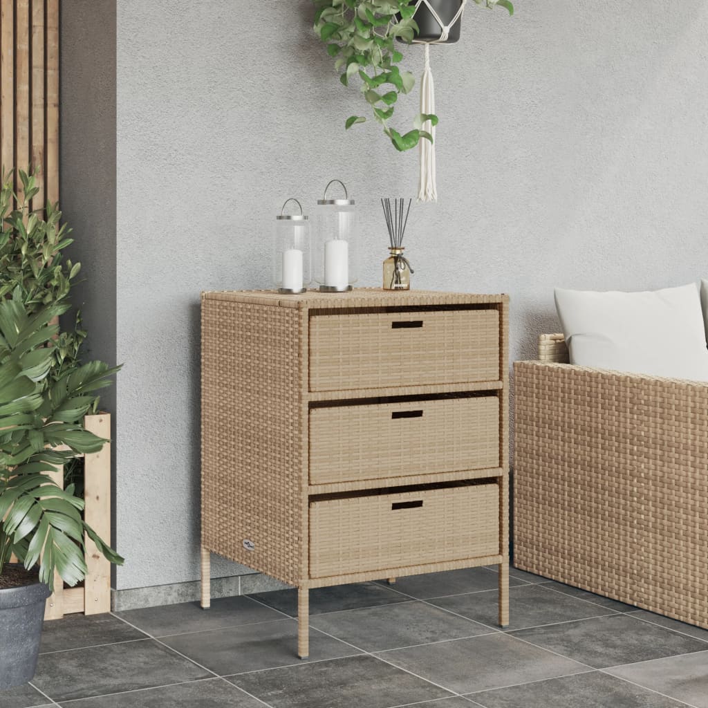 Gartenschrank Beige 55x59x80 cm Poly Rattan