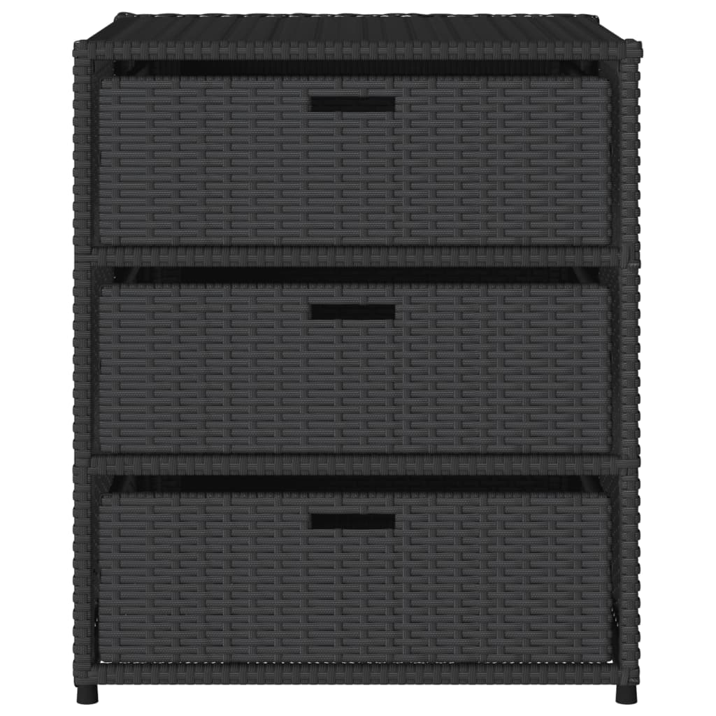 Gartenschrank Schwarz 55x59x69 cm Poly Rattan