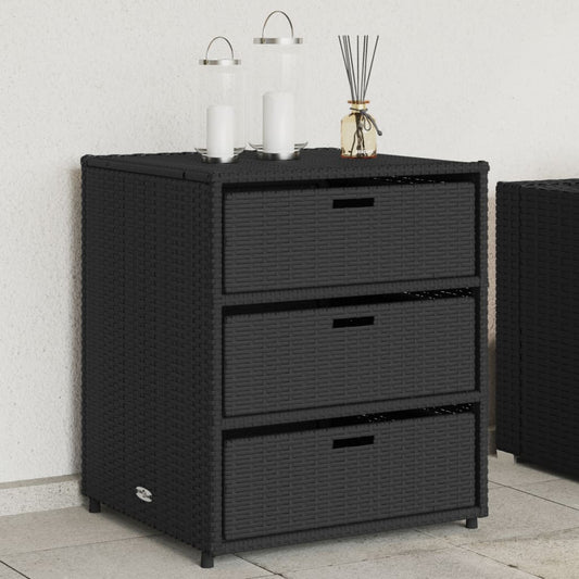 Gartenschrank Schwarz 55x59x69 cm Poly Rattan