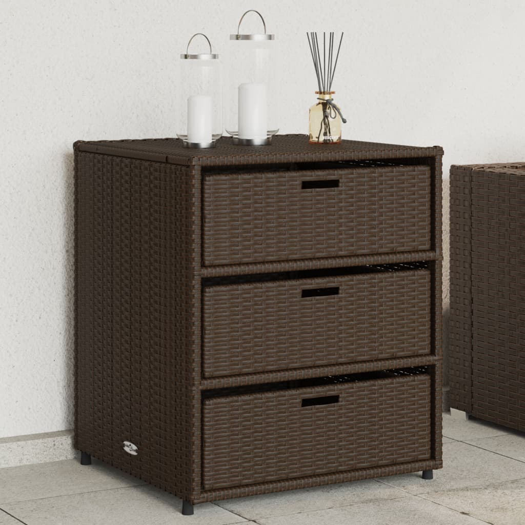 Gartenschrank Braun 55x59x69 cm Poly Rattan