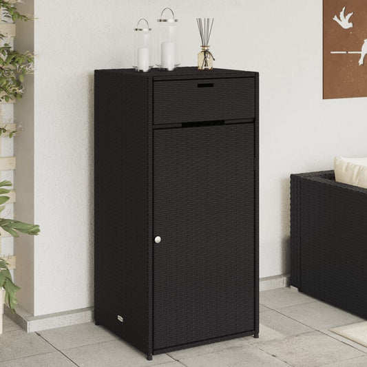 Gartenschrank Schwarz 55x55x111 cm Poly Rattan