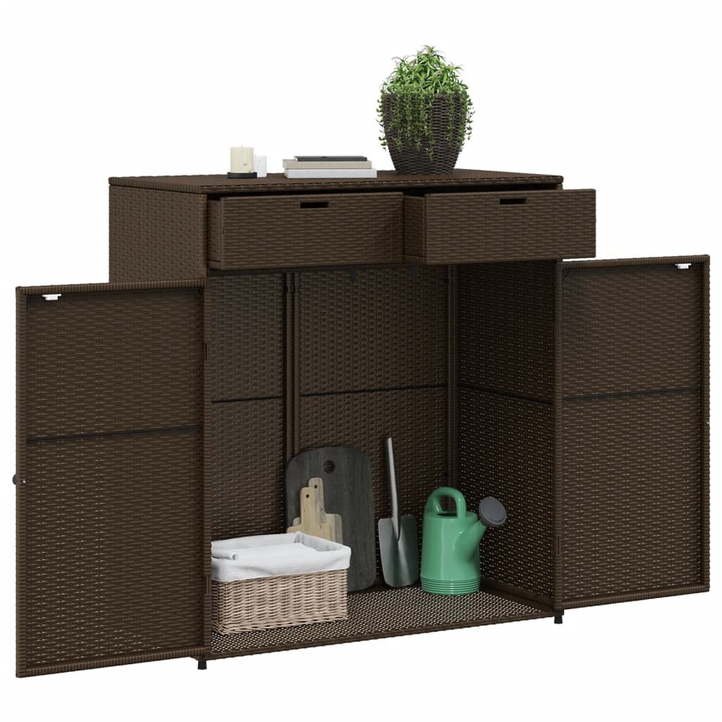 Gartenschrank Braun 105x55x113 cm Poly Rattan