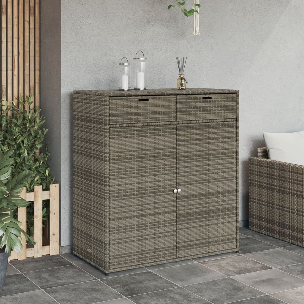 Gartenschrank Grau 105x55x113 cm Poly Rattan