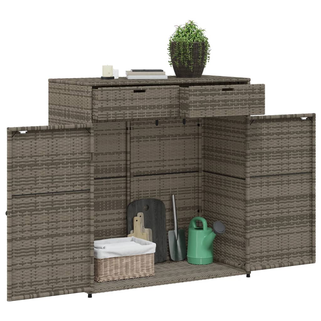 Gartenschrank Grau 105x55x113 cm Poly Rattan