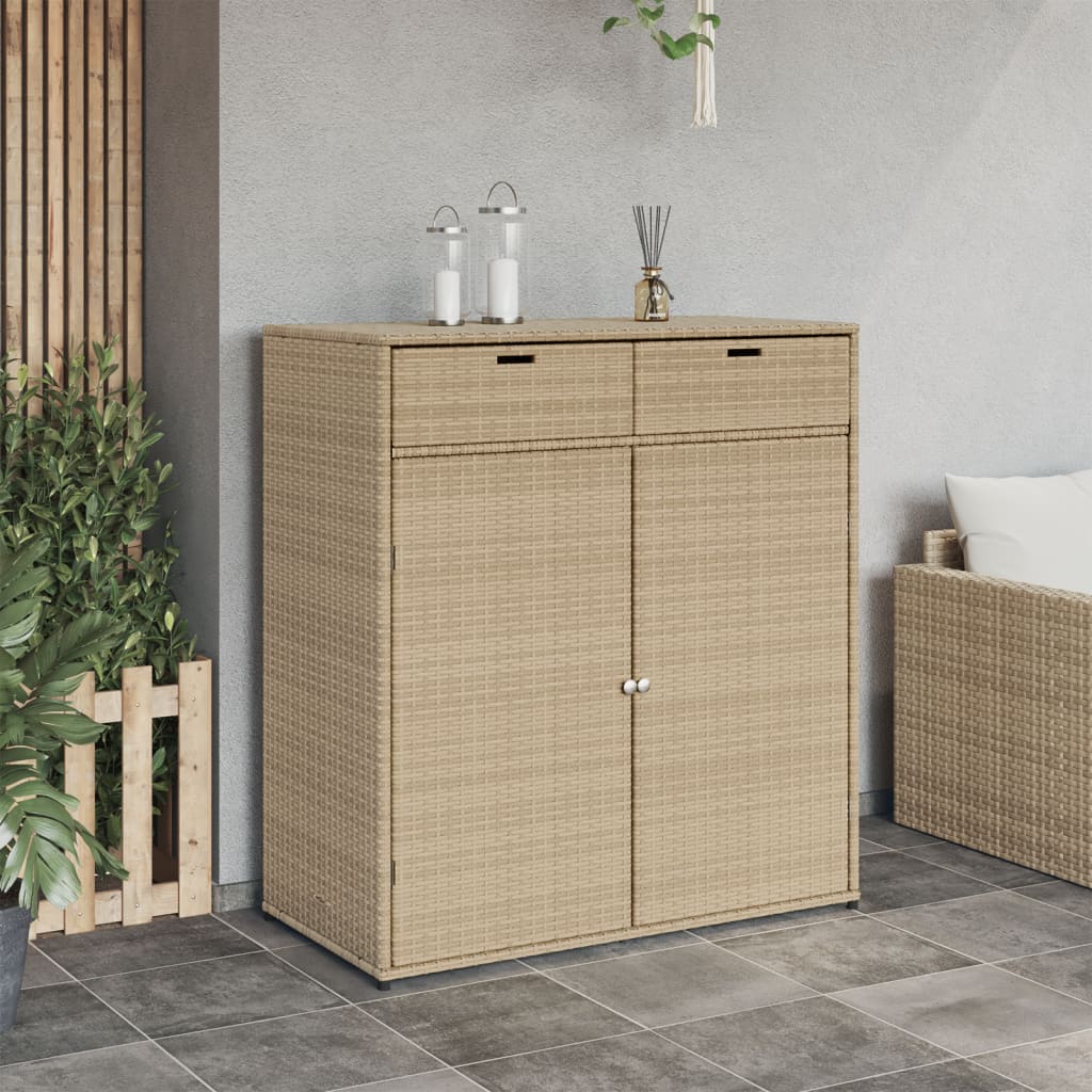 Gartenschrank Beige 105x55x113 cm Poly Rattan