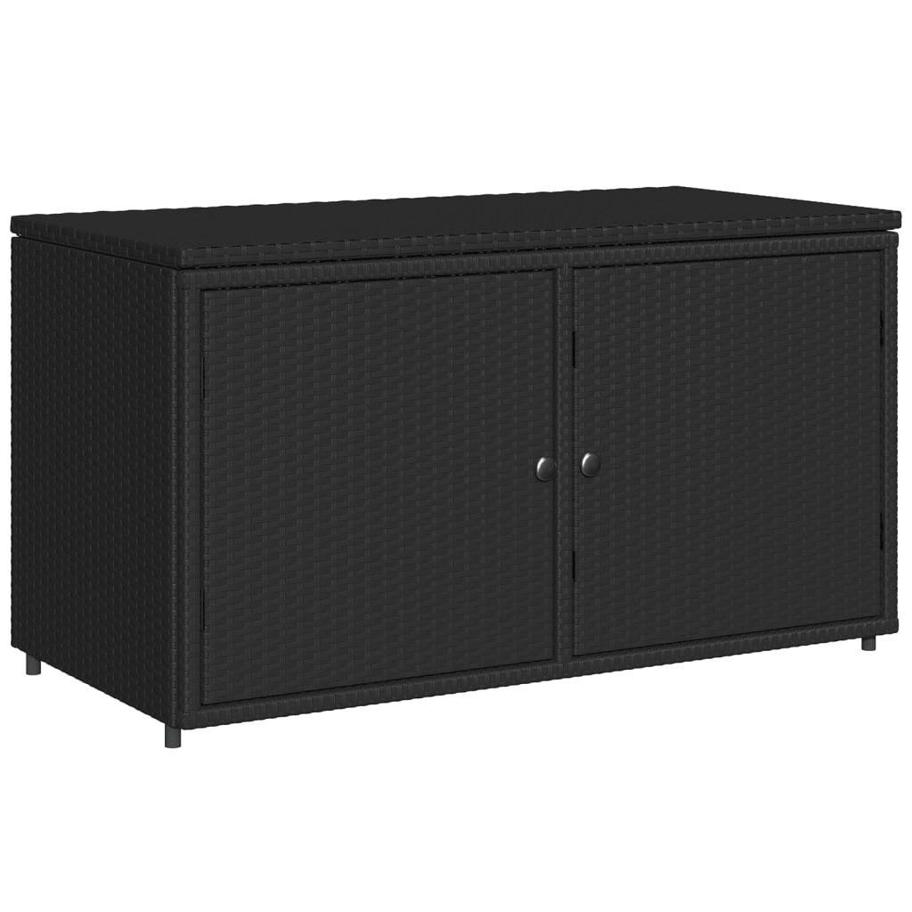 Gartenschrank Schwarz 110x55x60,5 cm Poly Rattan