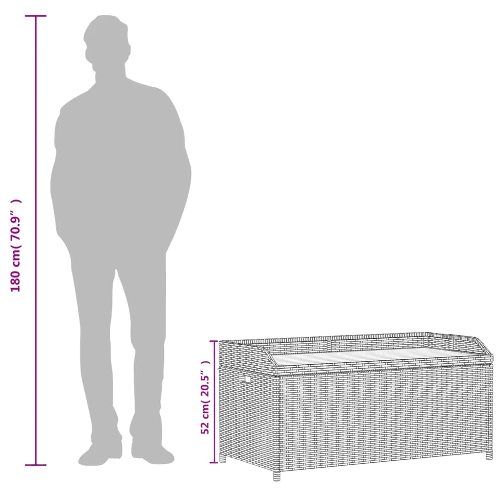 Bank mit Stauraum Schwarz 100x50x52 cm Poly Rattan Akazienholz