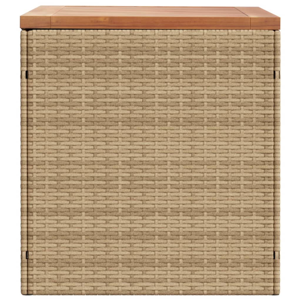 Gartentruhe Beige 110x50x54 cm Poly Rattan Akazienholz