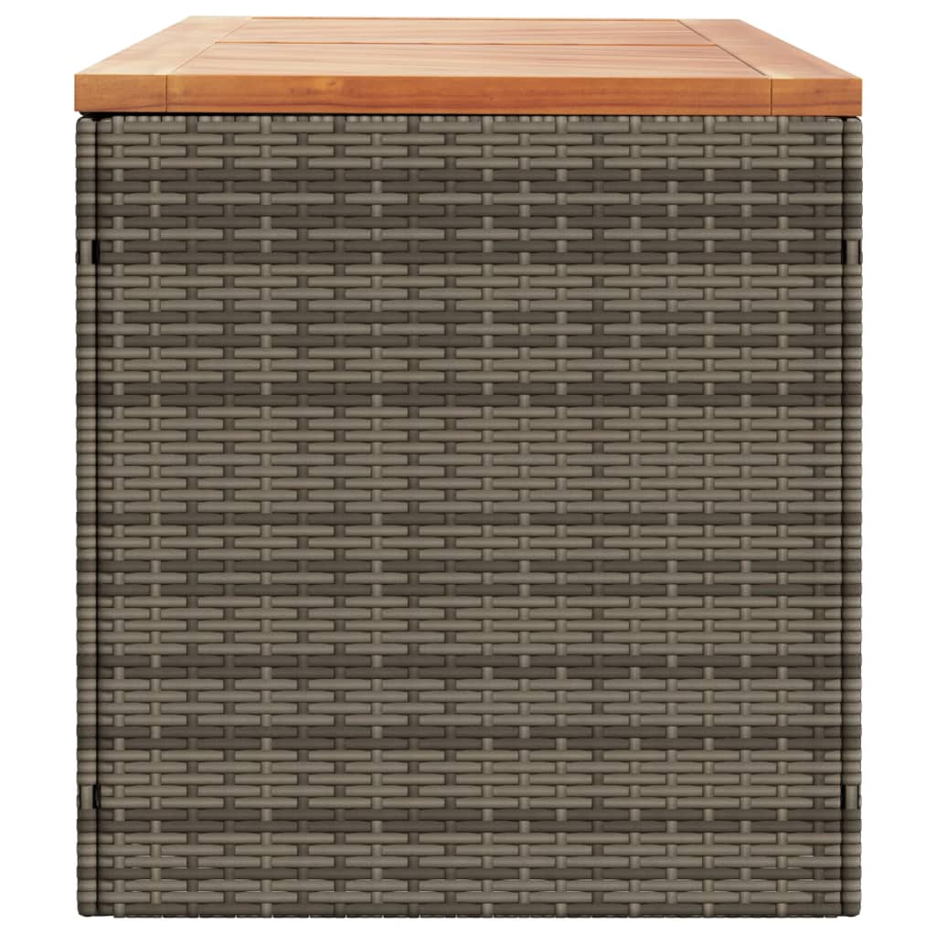 Gartentruhe Grau 220x50x54 cm Poly Rattan Akazienholz