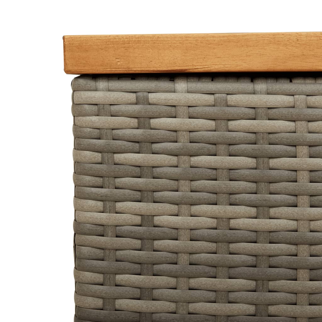 Gartentruhe Grau 220x50x54 cm Poly Rattan Akazienholz