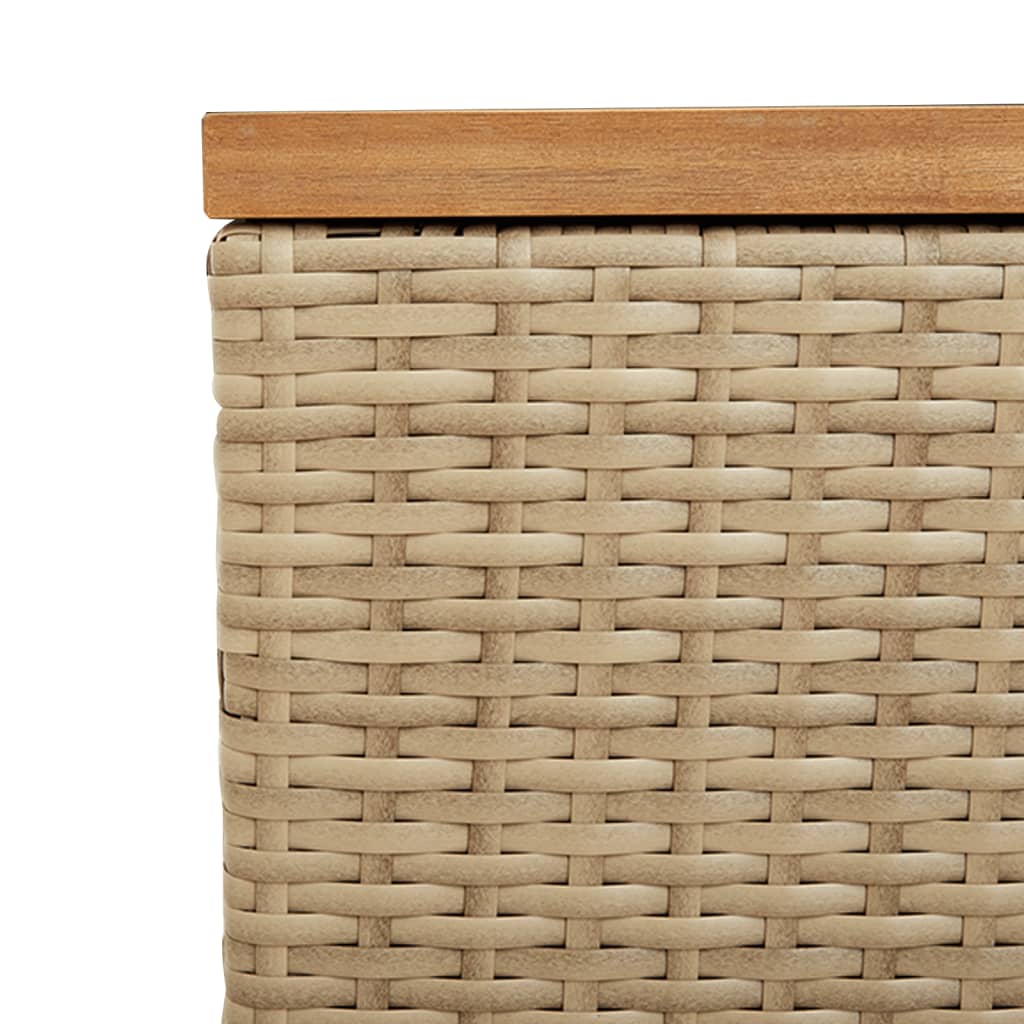 Gartentruhe Beige 220x50x54 cm Poly Rattan Akazienholz