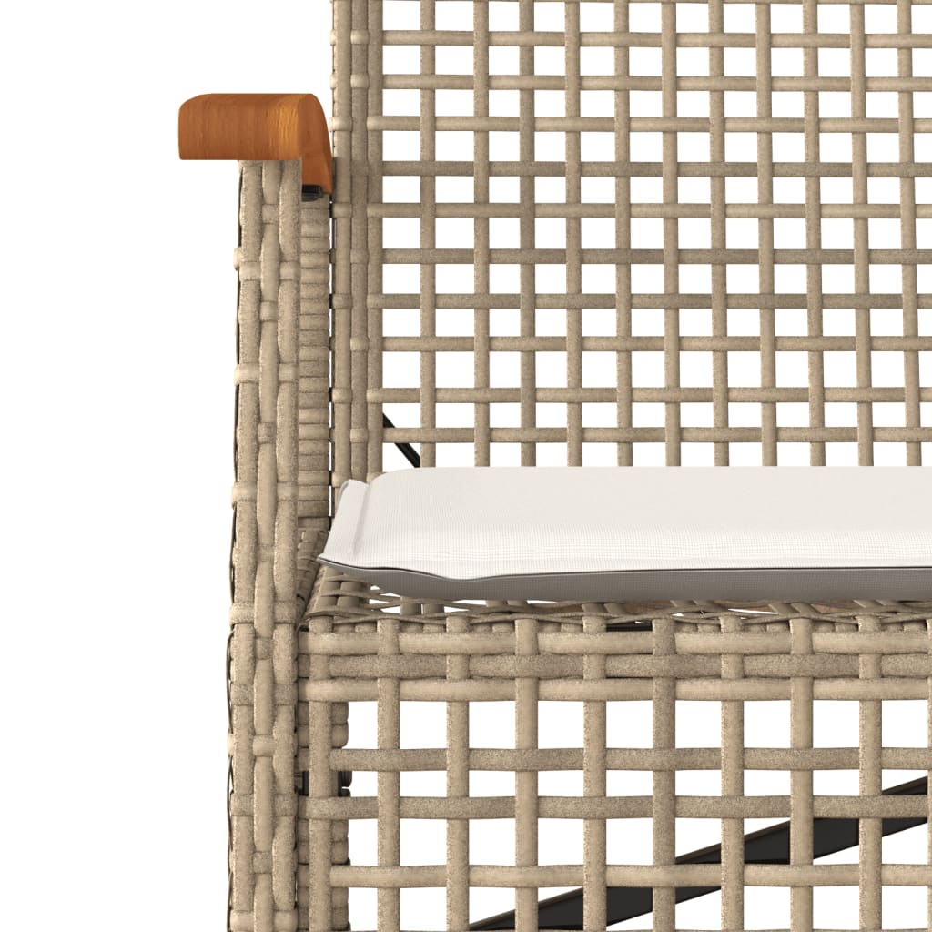 Gartenbank mit Kissen Beige Poly Rattan Akazienholz