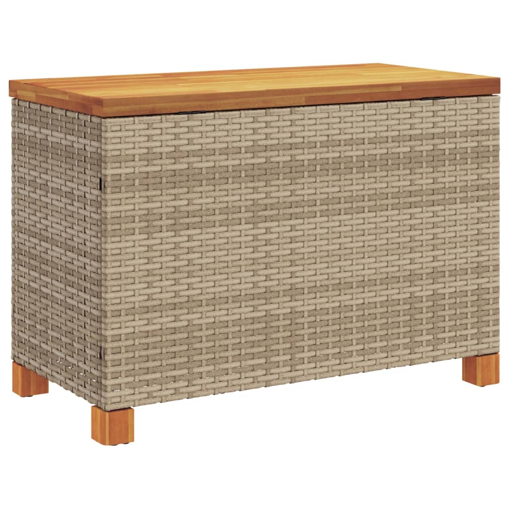 Gartentruhe Beige 80x40x48 cm Poly Rattan Akazienholz