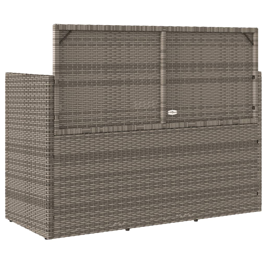 Gartenbank mit Kissen Grau Poly Rattan