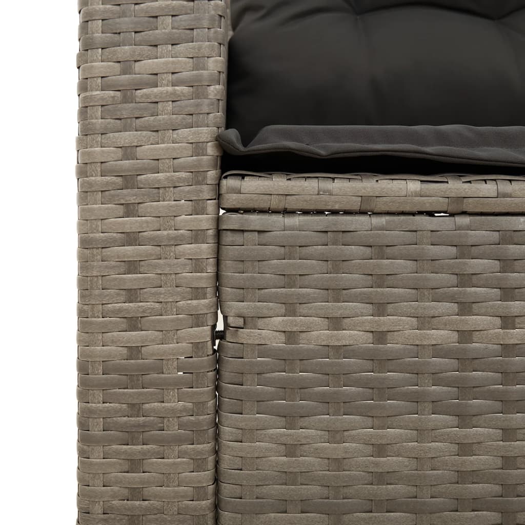 Gartensofa mit Kissen 3-Sitzer Grau Poly Rattan