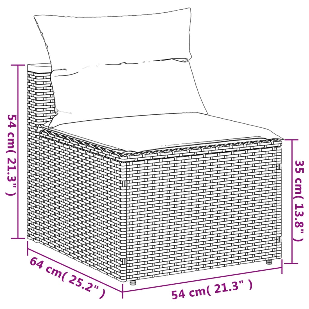 Gartensofas ohne Armlehnen mit Kissen 2 Stk. Beige Poly Rattan