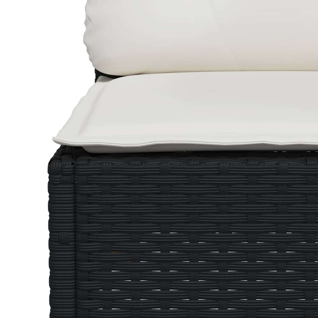 Gartensofa mit Kissen 3-Sitzer Schwarz Poly Rattan