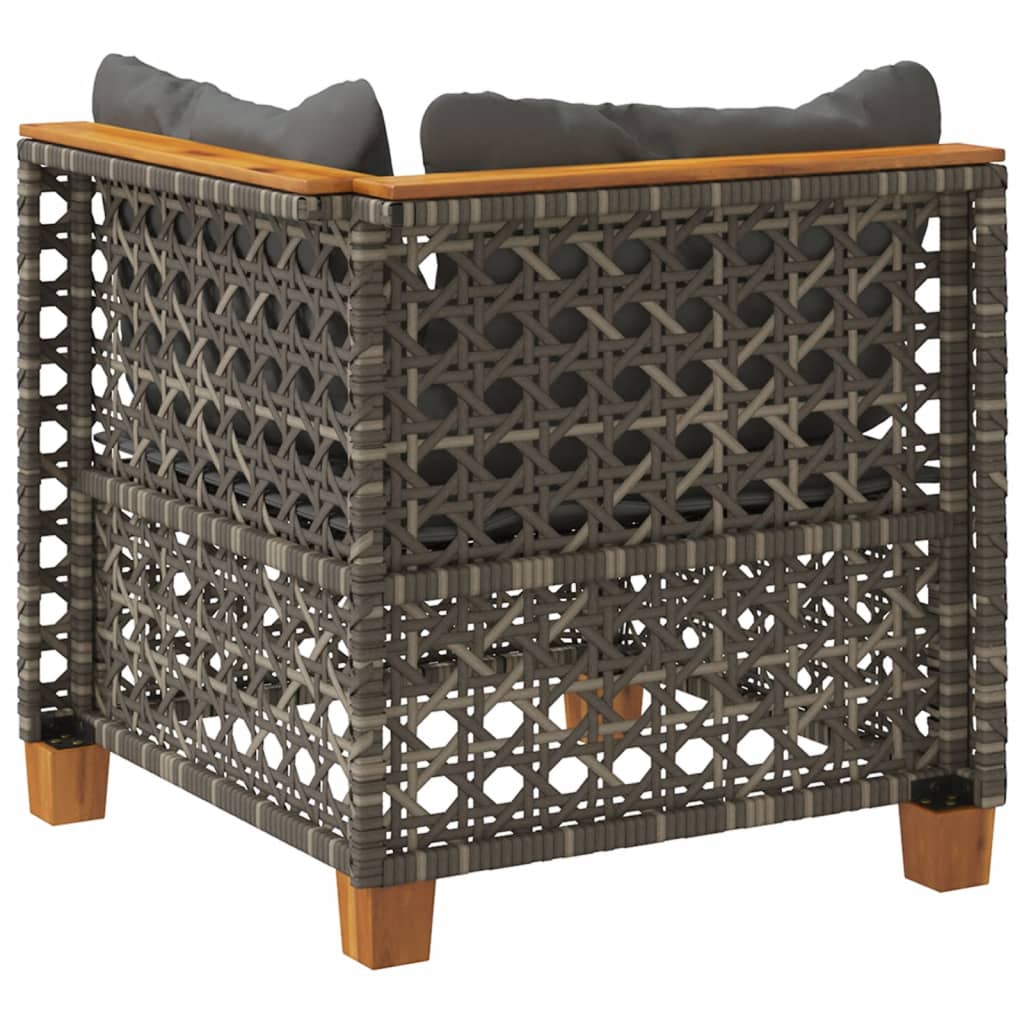 Garten-Ecksofa mit Kissen Grau Poly Rattan