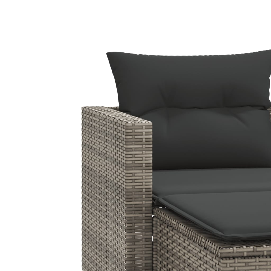 Gartensofa 2-Sitzer mit Hockern Grau Poly Rattan