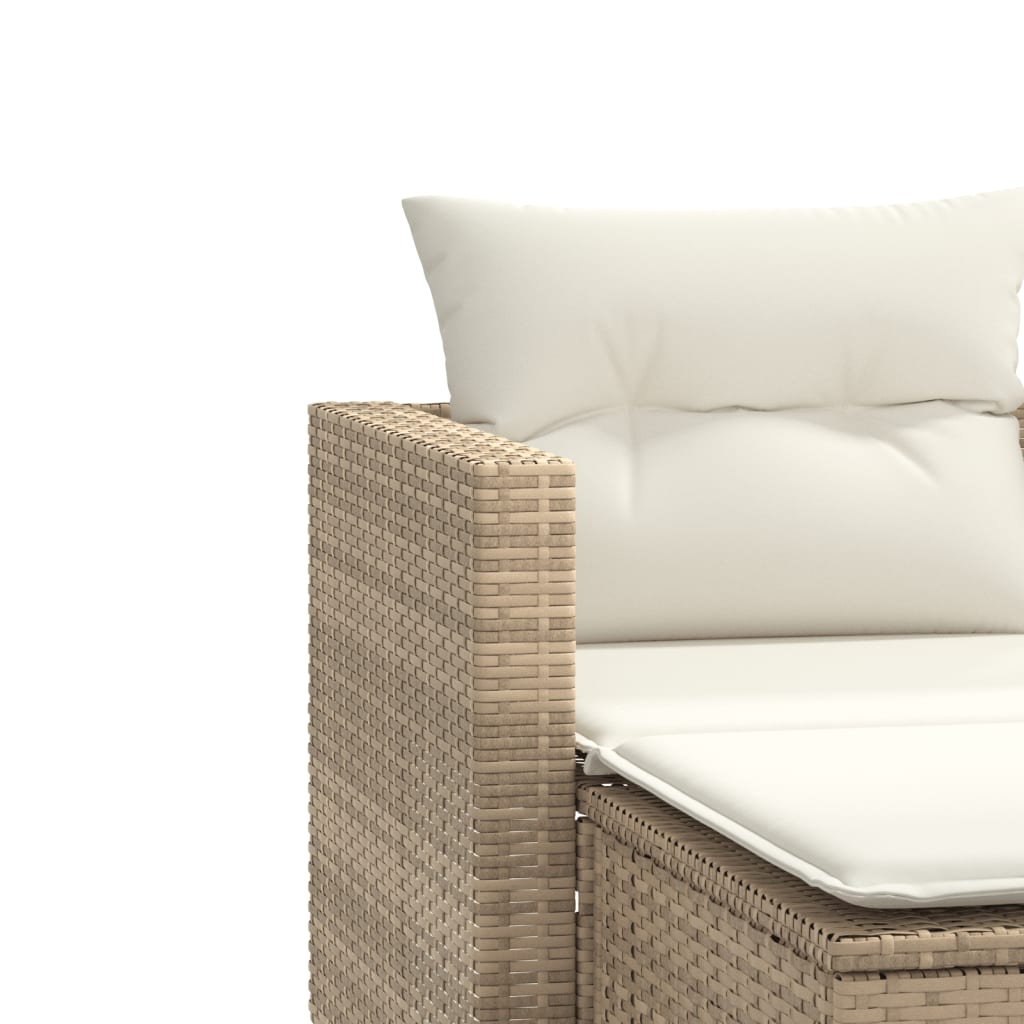 Gartensofa 2-Sitzer mit Hockern Beige Poly Rattan