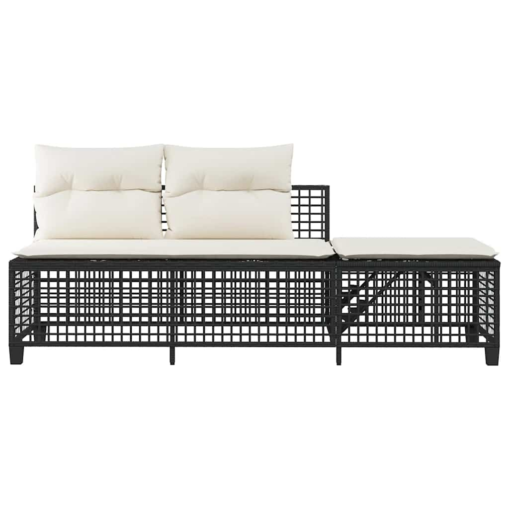 3-tlg. Garten-Ecksofa-Set mit Kissen Schwarz Poly Rattan