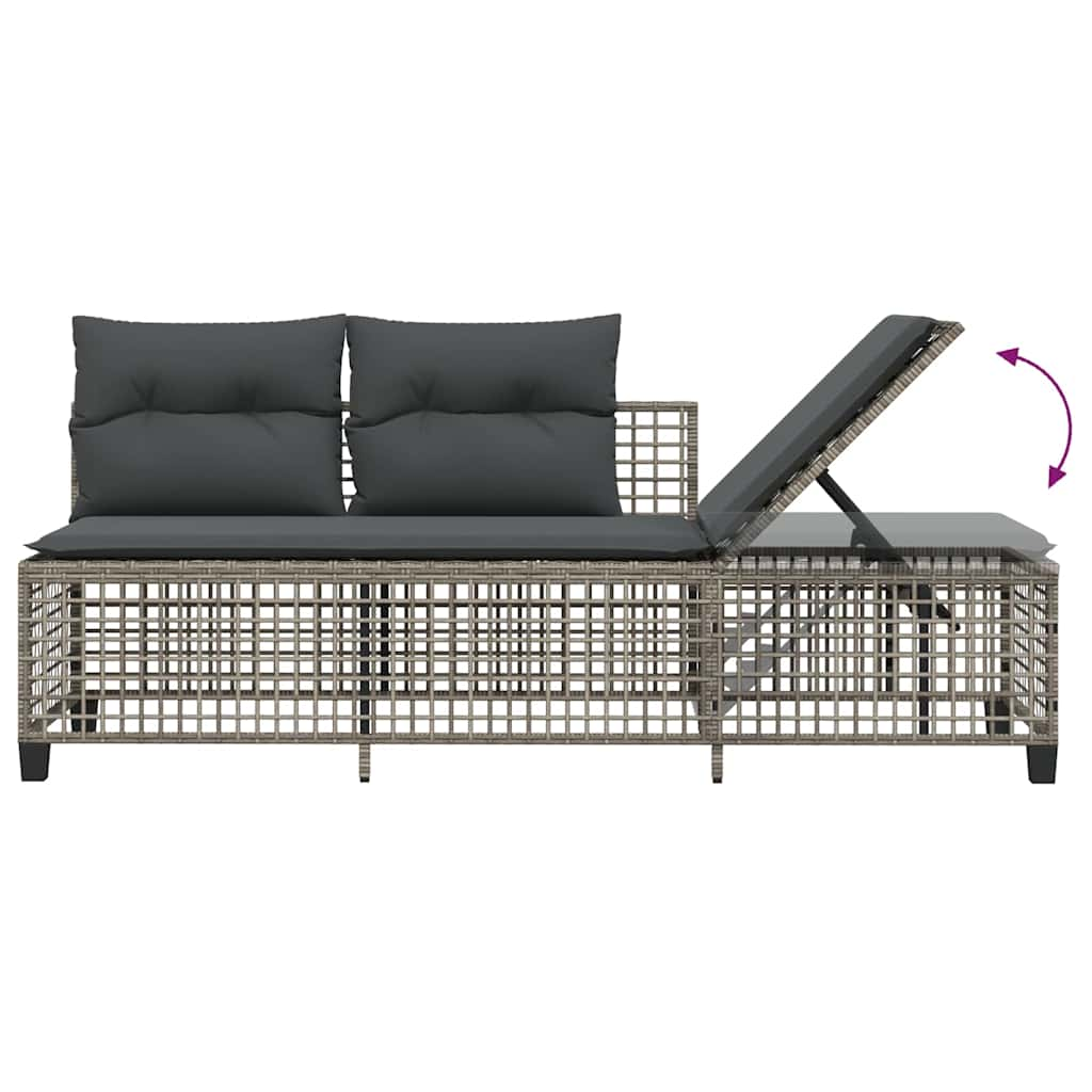 3-tlg. Garten-Ecksofa-Set mit Kissen Grau Poly Rattan