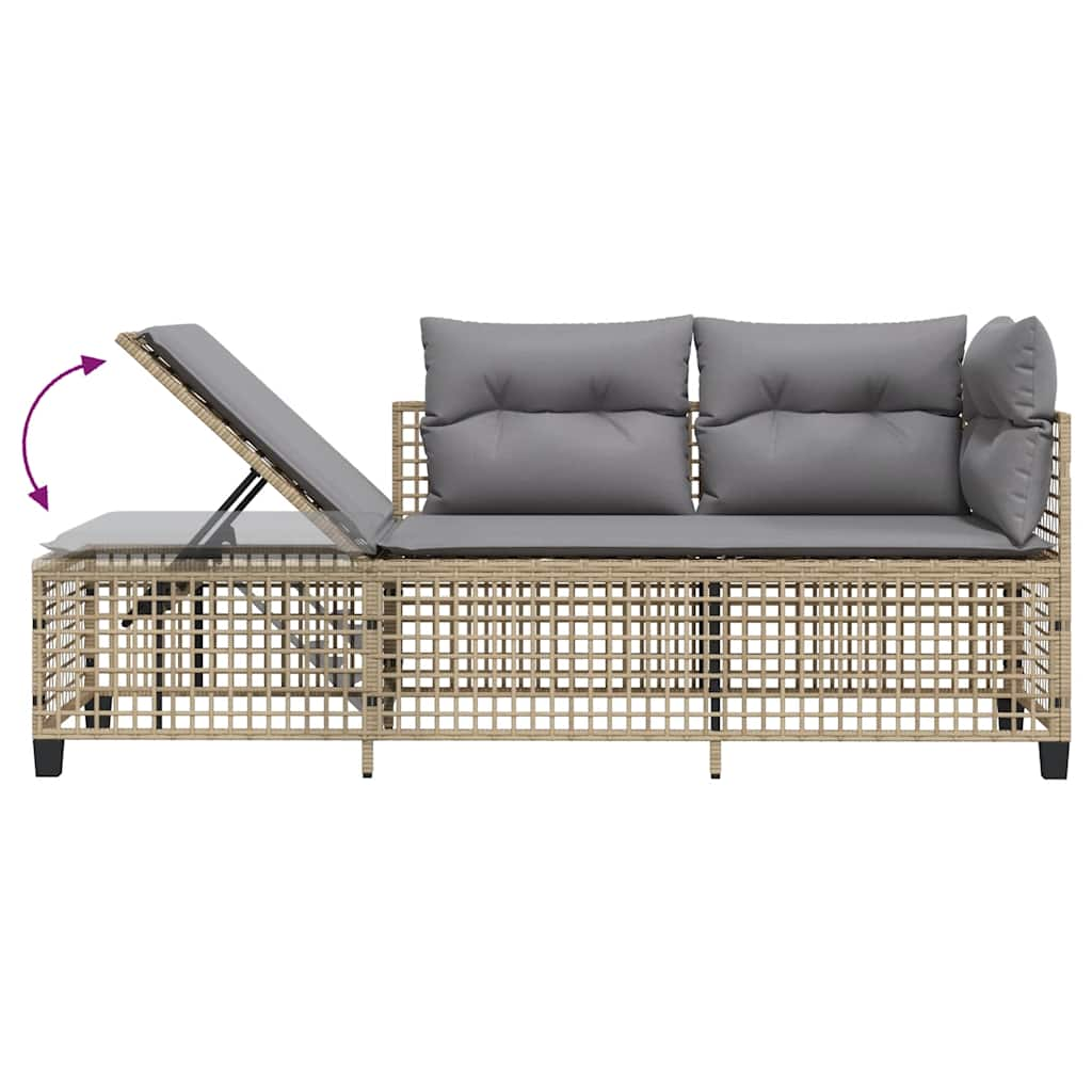 3-tlg. Garten-Ecksofa-Set mit Kissen Beige Poly Rattan