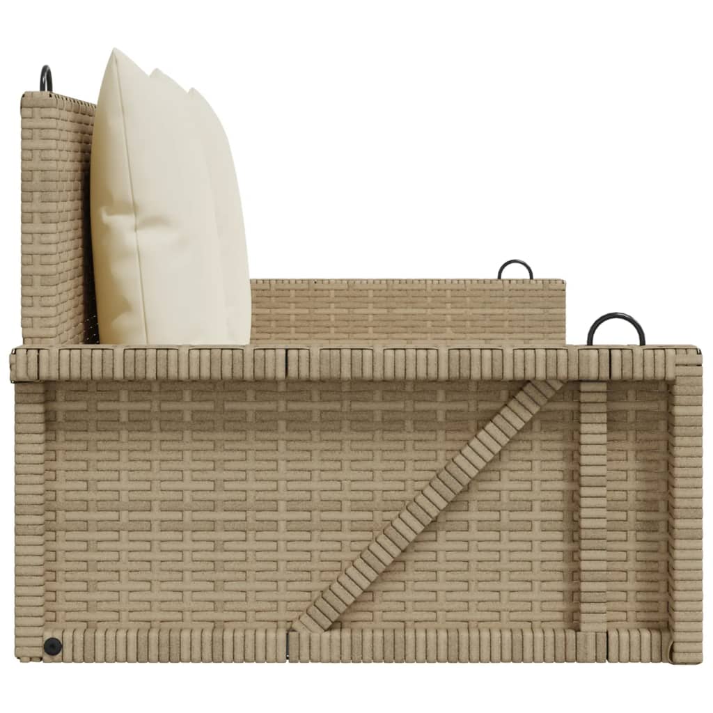 Hängebank mit Kissen Beige 119x56x48 cm Poly Rattan