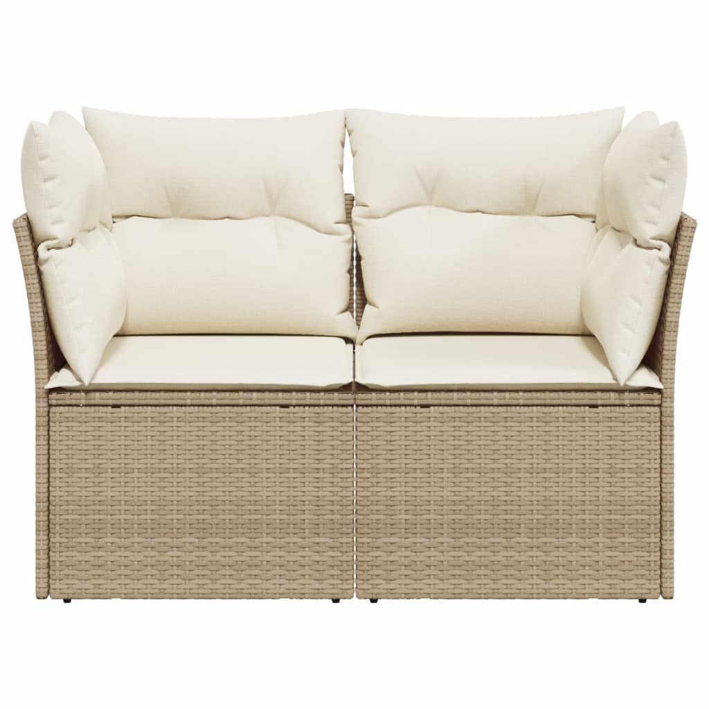 Gartensofa mit Kissen 2-Sitzer Beige Poly Rattan