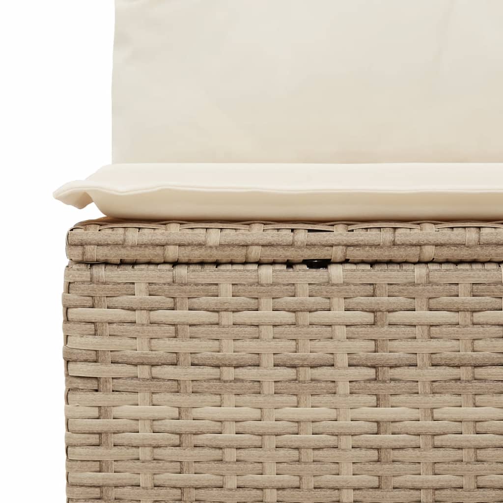 Gartensofa mit Kissen 2-Sitzer Beige Poly Rattan