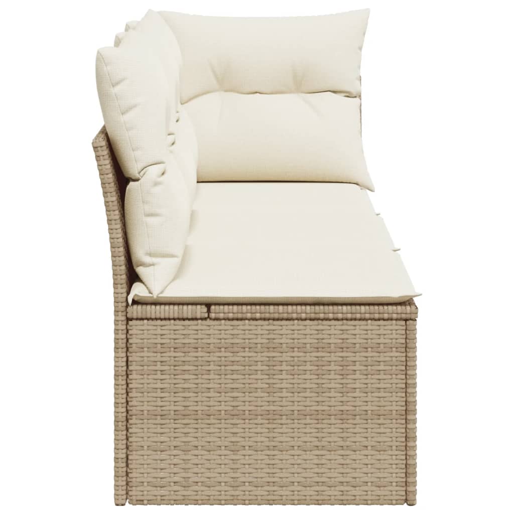 Gartensofa mit Kissen 3-Sitzer Beige Poly Rattan