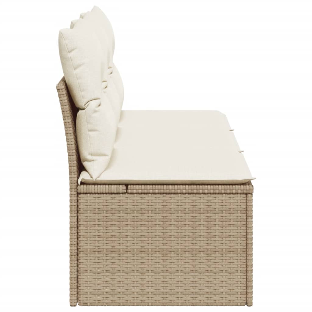 Gartensofa mit Kissen 3-Sitzer Beige Poly Rattan