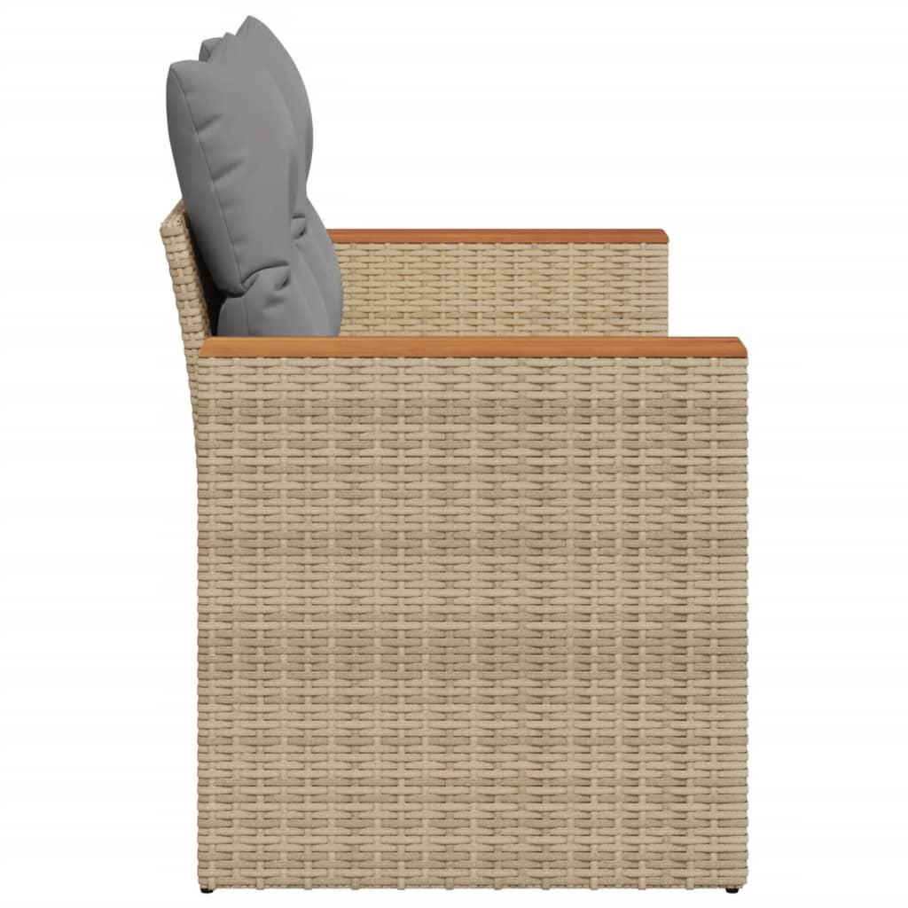 Gartensofa mit Kissen 2-Sitzer Beige Poly Rattan